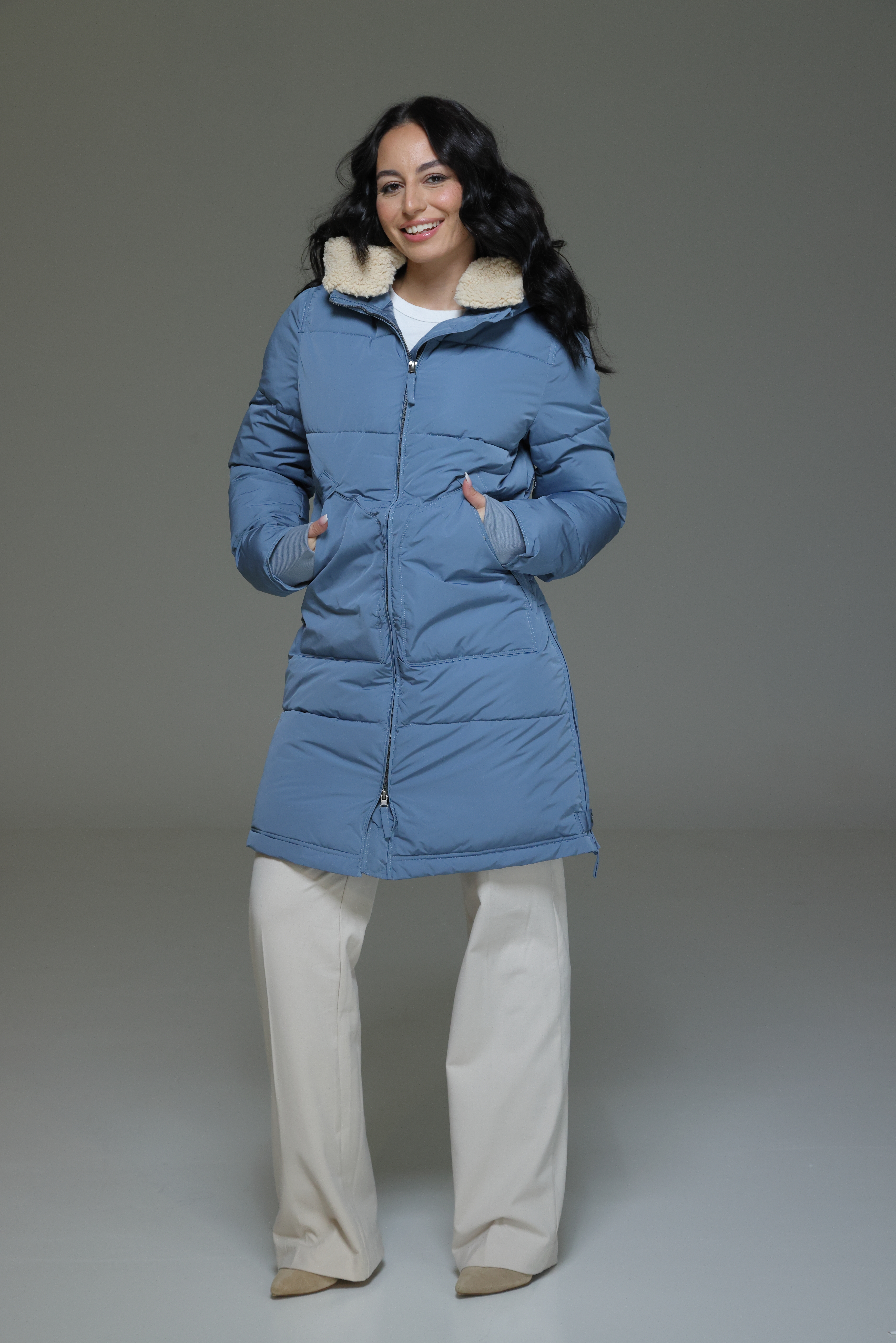 LUA Mantel midi Parka mit Kapuze blue