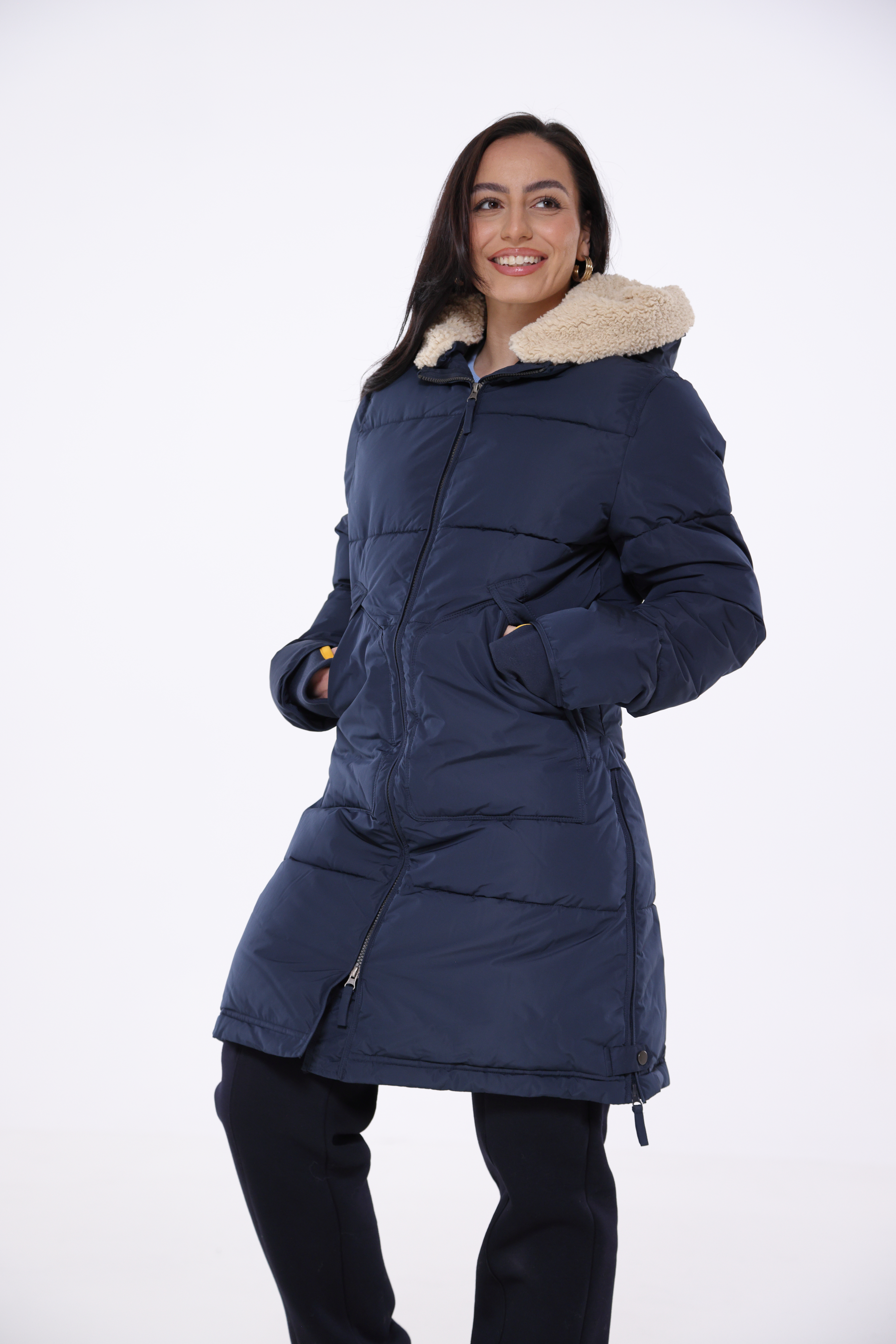 LUA Mantel midi Parka mit Kapuze navy