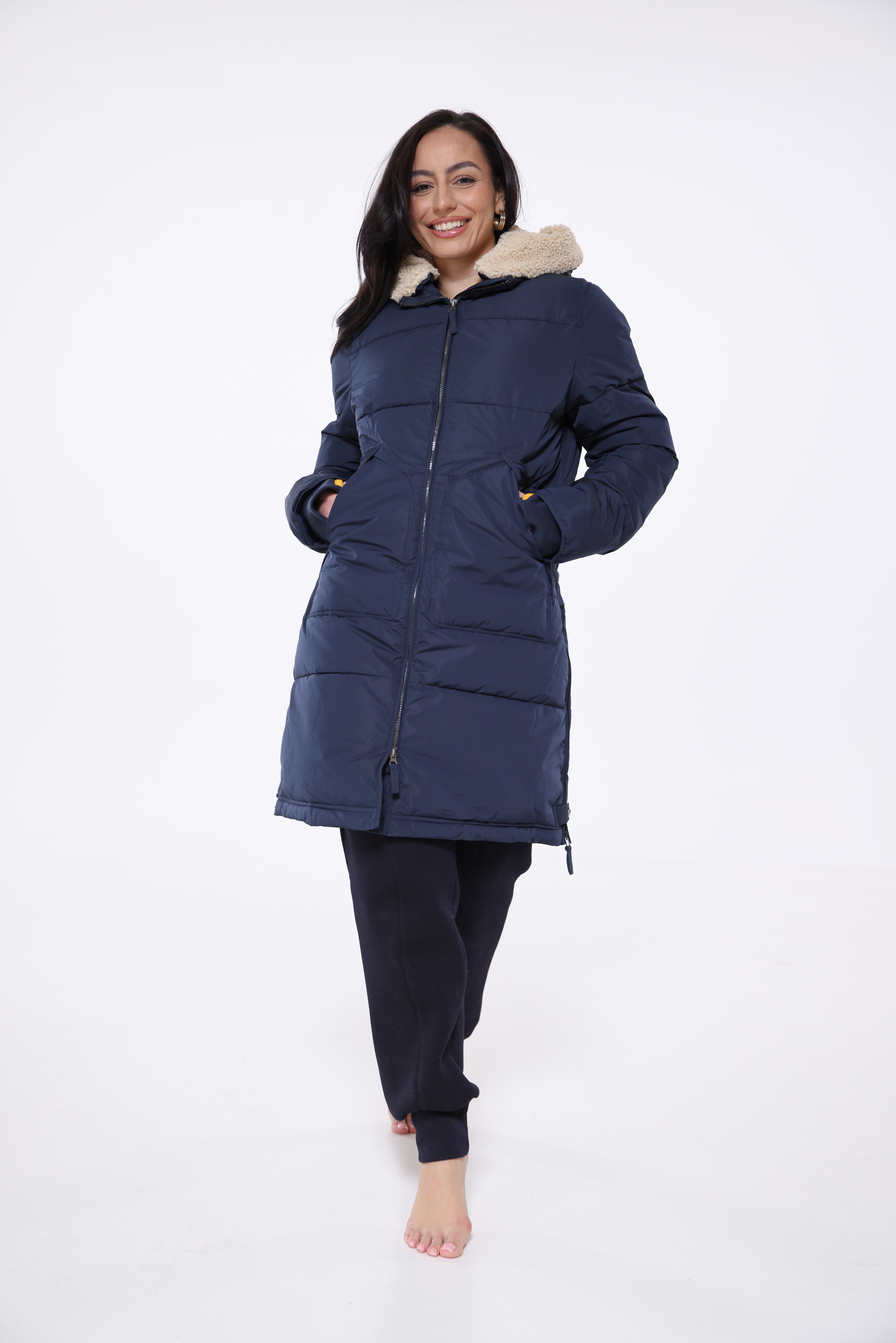 LUA Mantel midi Parka mit Kapuze navy