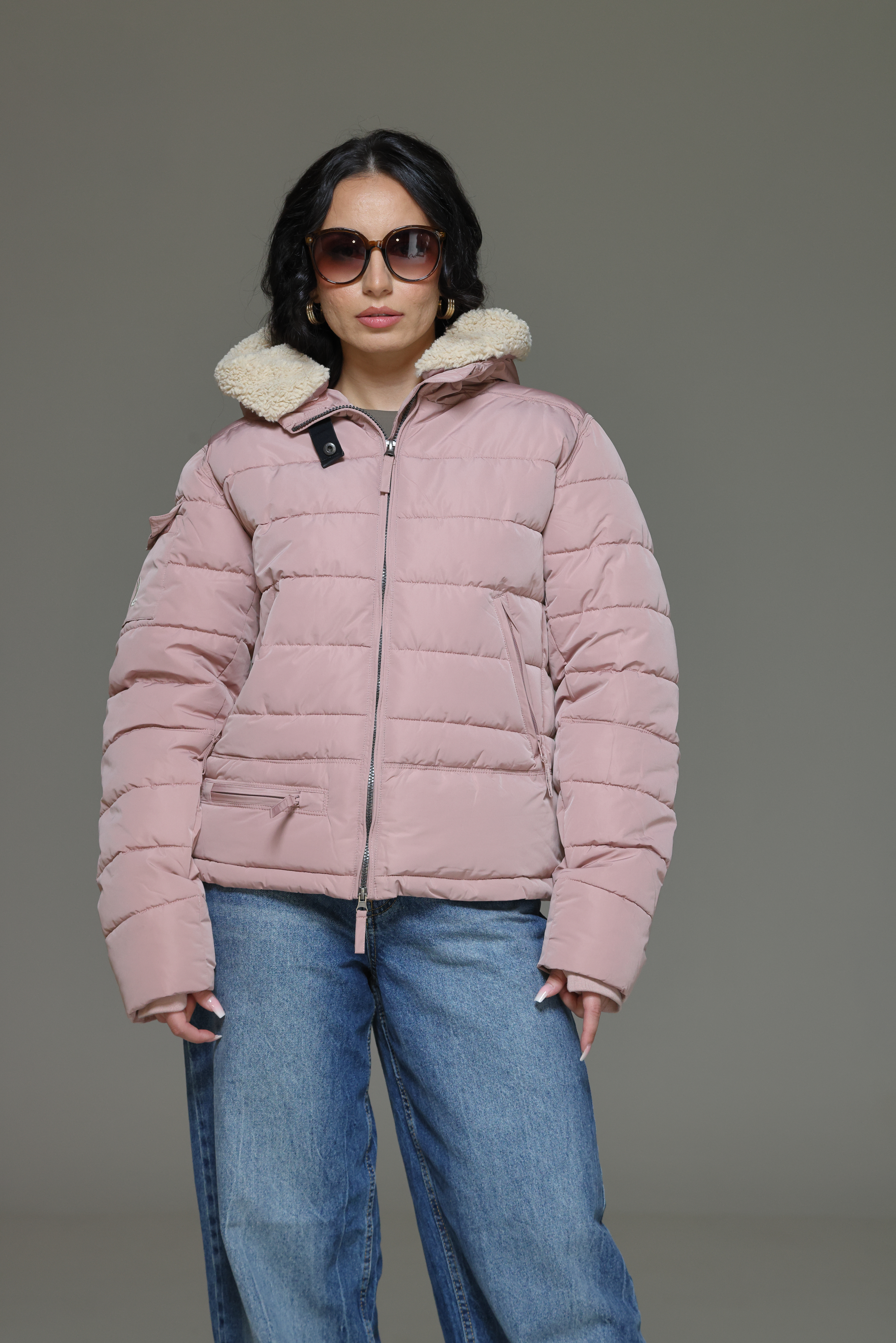 CLU Steppjacke mit Kapuze rosé