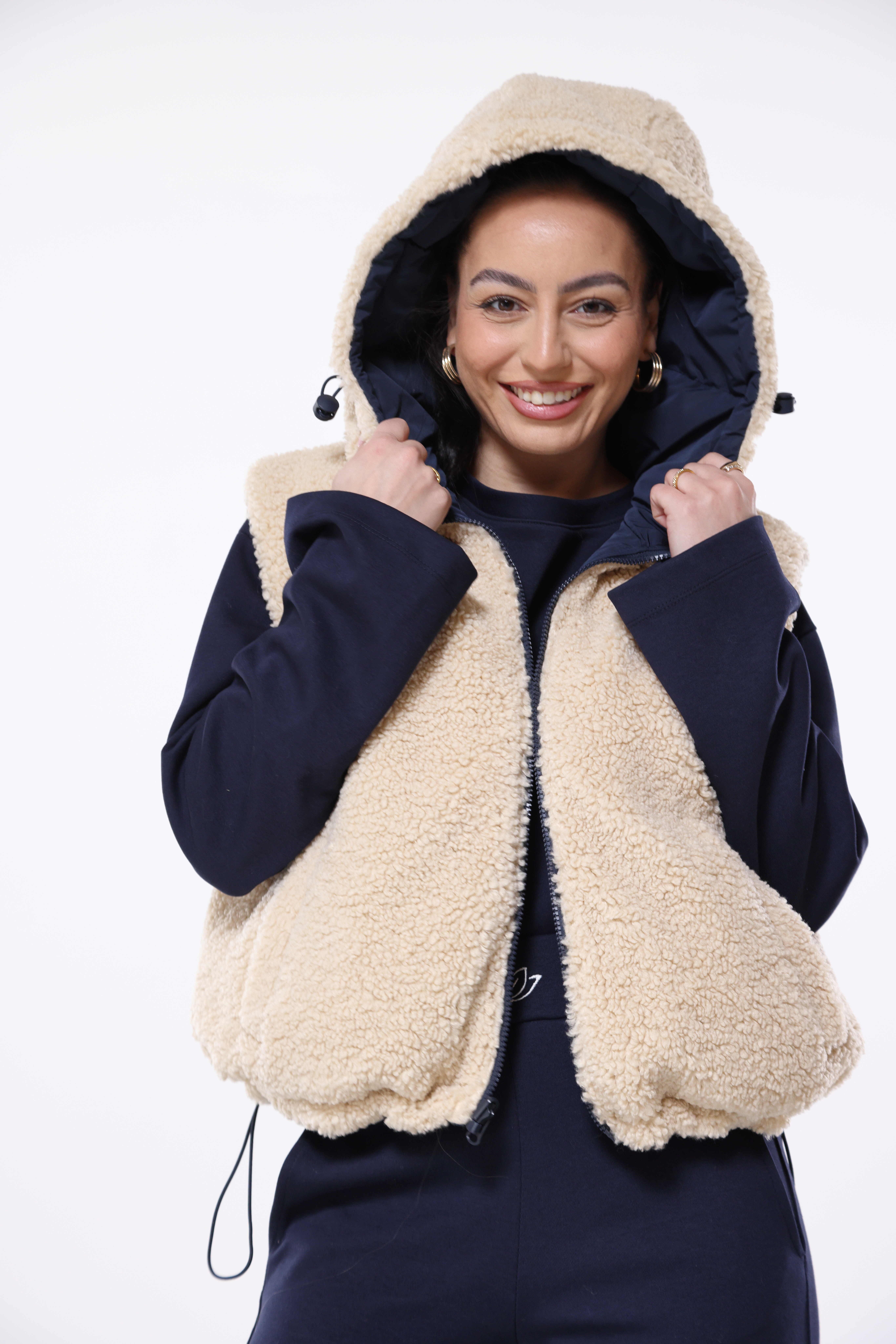 BOA kurze Wendeweste mit Kapuze navy