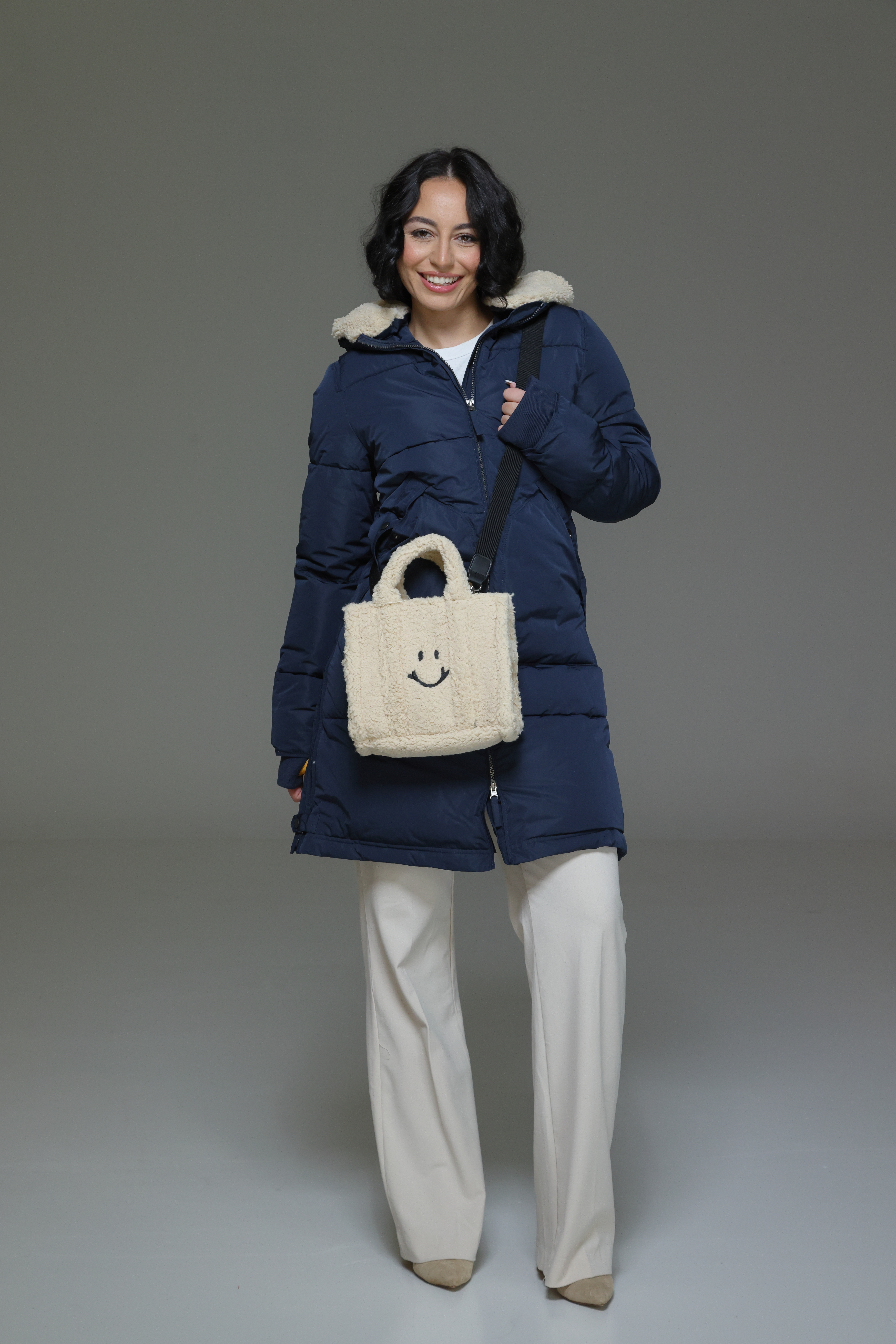 LUA Mantel midi Parka mit Kapuze navy