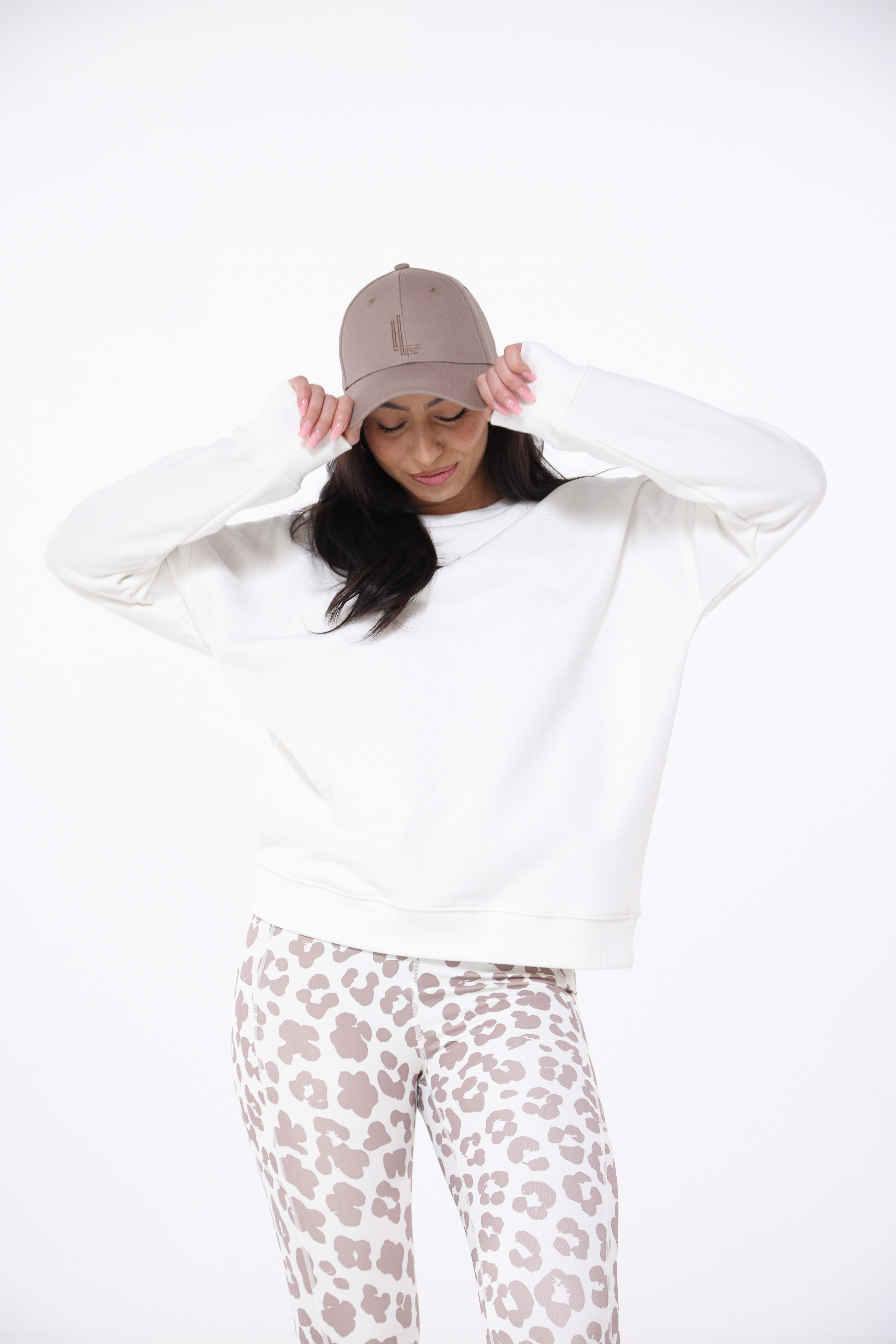 MEL Pullover uni Stiching "lächeln hilft", weiß