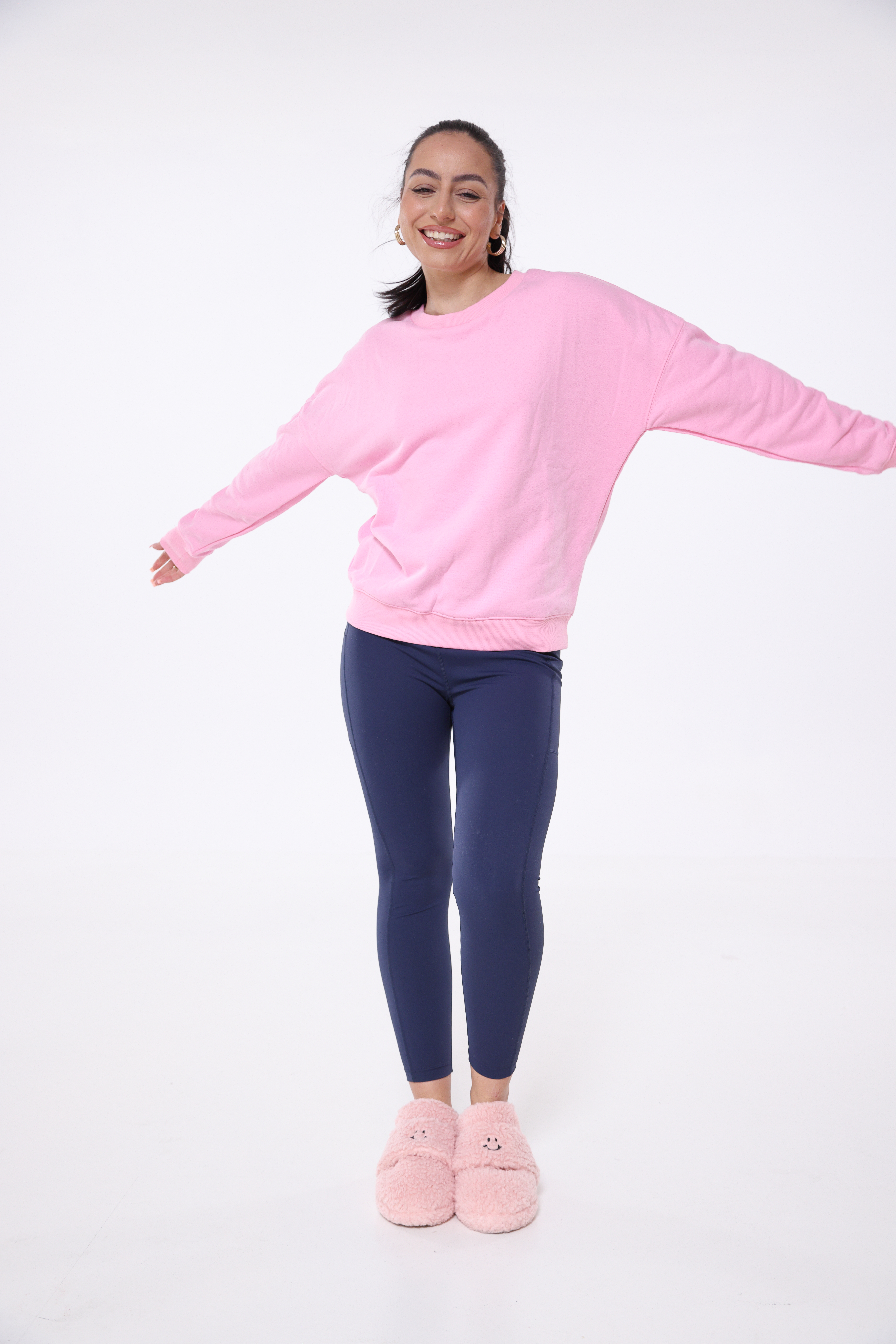 MEL Pullover uni Stiching "lächeln hilft", pink